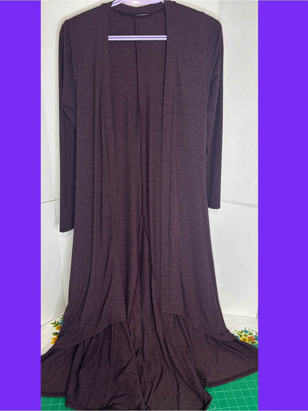 Rebel Sugar Women’s Long Open-Front High-Low Plum Cardigan Whimsical Fairygoth